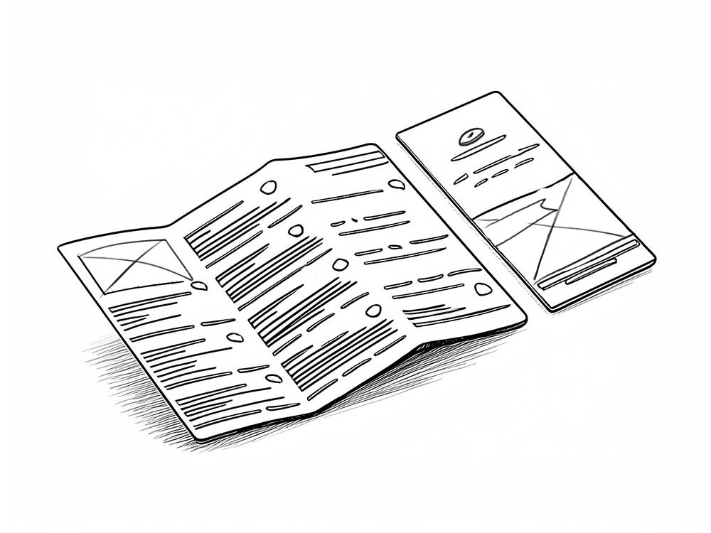 Entwurf des Programmflyers für SILBERWEISS, der Ausflüge und Touren für Senioren zeigt